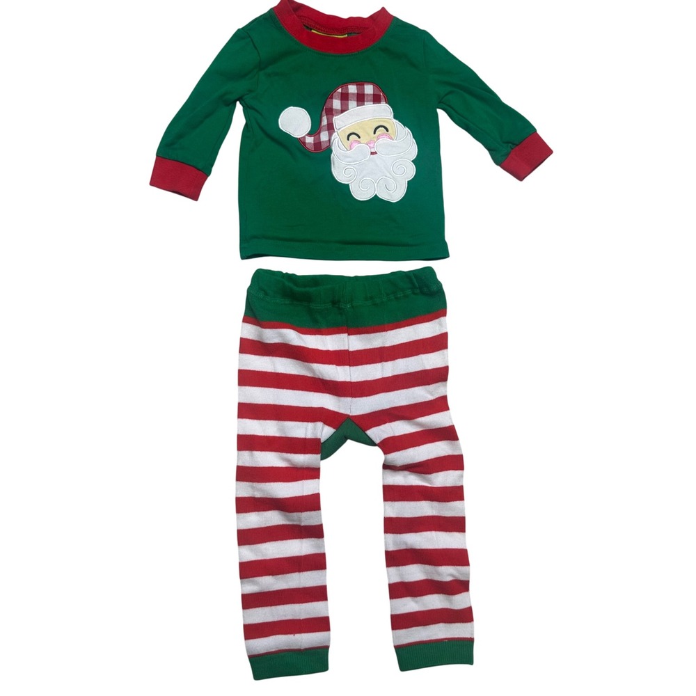 Christmas toddler baby infant‎ Santa pajamas green red cute festive 6 months